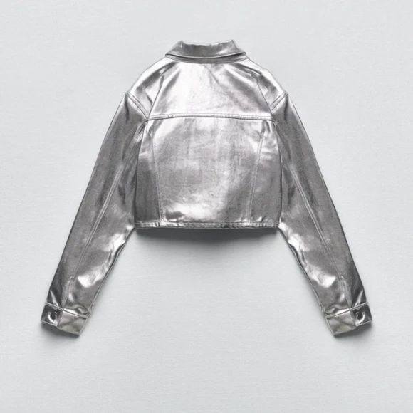 NWT Zara silver metallic cropped jacket - Picture 8 of 11
